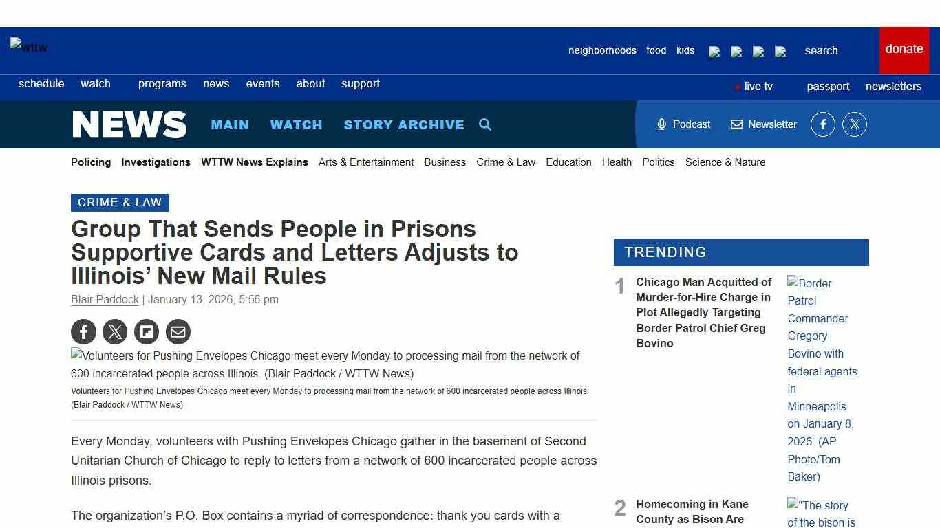 Group That Sends People in Prisons Supportive Cards and Letters Adjusts to Illinois’ New Mail Rules Chicago News WTTW