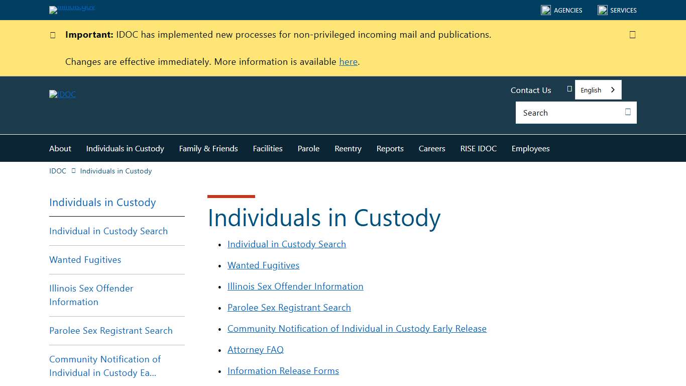 Individuals in Custody